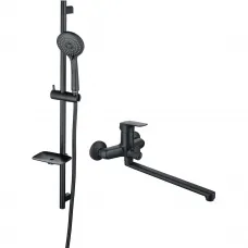 Смеситель для ванны Aquatek Вега AQ1033MB универсальный, с душевым гарнитуром, черный матовый