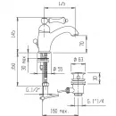 Смеситель для раковины с донным клапаном бронза, ручка белая Cezares Margot MARGOT-LSM1-02-Bi