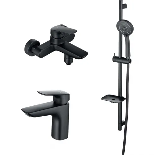 Комплект смесителей Aquatek Вега AQ1030MB с душевым гарнитуром, черный матовый