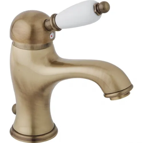 Смеситель для раковины бронза, ручка белая Cezares Elite ELITE-LSM1-02-Bi