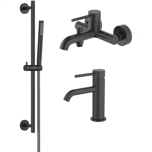 Комплект смесителей Aquatek Европа AQ1330MB с душевым гарнитуром, черный матовый
