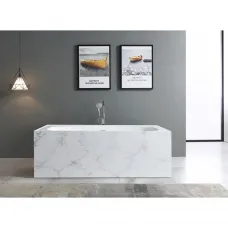 Ванна из литьевого мрамора Abber Blitz AS9501GB 180x85 см, отдельностоящая, белый мрамор