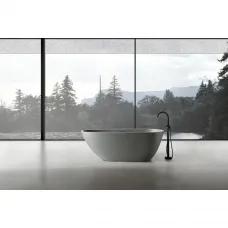 Ванна из литьевого мрамора Abber Dortmund AM9911MLG 170x75 см, отдельностоящая, светло-серый матовый