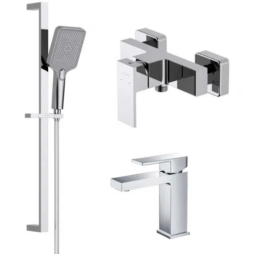 Комплект смесителей Aquatek Либра AQ1631CR с душевым гарнитуром, хром