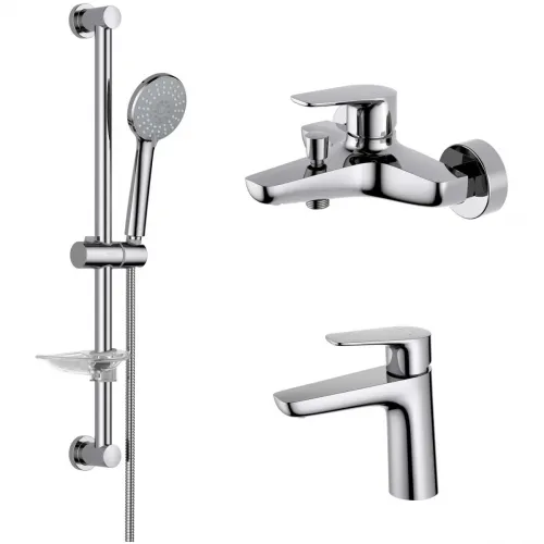 Комплект смесителей Aquatek Бетта AQ1130CR с душевым гарнитуром, хром