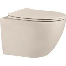 Унитаз подвесной Abber Bequem AC1101MBE безободковый, с сиденьем микролифт, бежевый матовый