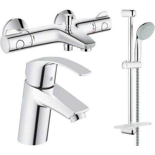 Комплект смесителей (3 в 1) Grohe Eurosmart New + Grohtherm 800 124422