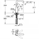 Смеситель для раковины без донного клапана Grohe Essence New 23541001