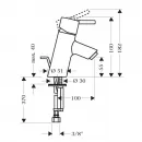 Смеситель для раковины 70, с донным клапаном Hansgrohe Talis S 32020000