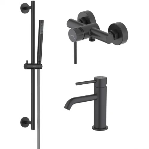 Комплект смесителей Aquatek Европа AQ1331MB с душевым гарнитуром, черный матовый