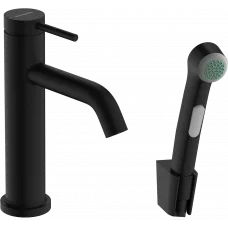 Смеситель для раковины Hansgrohe Tecturis S 73211670 с гигиеническим душем, донным клапаном, черный матовый