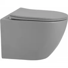 Унитаз подвесной Abber Bequem AC1101TMG безободковый, торнадо, с сиденьем микролифт, серый матовый