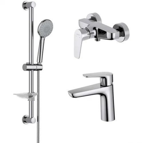 Комплект смесителей Aquatek Бетта AQ1131CR с душевым гарнитуром, хром