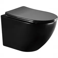 Унитаз подвесной Abber Bequem AC1100MB безободковый, с сиденьем микролифт, черный матовый