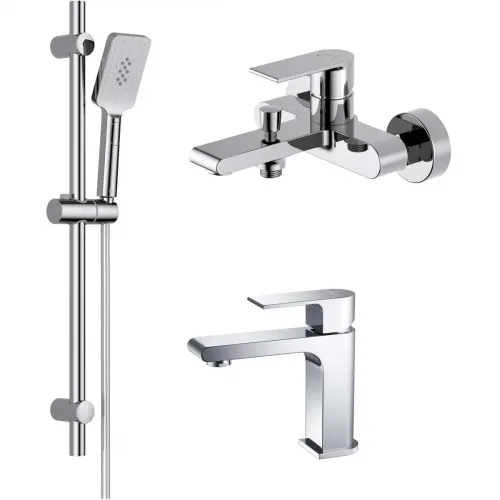 Комплект смесителей Aquatek Лира AQ1430CR с душевым гарнитуром, хром