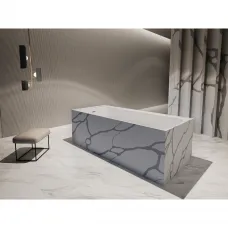 Ванна из литьевого мрамора Abber Blitz AS9502GB 180x80 см, отдельностоящая, белый мрамор