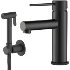 Смеситель для раковины Timo Saona 2360/03G с гигиеническим душем, черный матовый