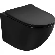 Унитаз подвесной Abber Bequem AC1100TMB безободковый, торнадо, с сиденьем микролифт, черный матовый