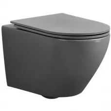 Унитаз подвесной Abber Bequem AC1101MG безободковый, с сиденьем микролифт, серый матовый