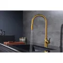 Смеситель для кухни Paulmark Universal Un213880-BG с подключением к фильтру, выдвижным изливом, золотой матовый