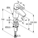 Смеситель для раковины без донного клапана с выдвижным корпусом Kludi MX 331840562