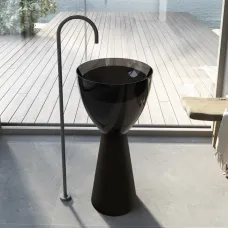 Раковина Abber Kristall AT2703Onyx-Black 45x45 см, напольная, черный/черный матовый