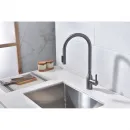 Смеситель для кухни Paulmark Universal Un213880-GM с подключением к фильтру, выдвижным изливом, вороненая сталь