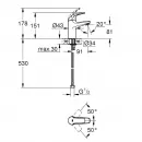 Смеситель для раковины без донного клапана Grohe BauCurve 32848000