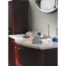 Смеситель для раковины с донным клапаном бронза, ручки белые Cezares First FIRST-LS2-02-Bi