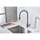 Смеситель для кухни Paulmark Universal Un213880-GM с подключением к фильтру, выдвижным изливом, вороненая сталь