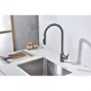 Смеситель для кухни Paulmark Universal Un213880-GM с подключением к фильтру, выдвижным изливом, вороненая сталь