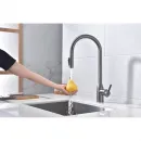 Смеситель для кухни Paulmark Universal Un213880-GM с подключением к фильтру, выдвижным изливом, вороненая сталь