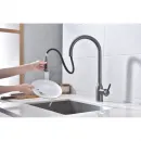 Смеситель для кухни Paulmark Universal Un213880-GM с подключением к фильтру, выдвижным изливом, вороненая сталь