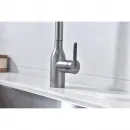 Смеситель для кухни Paulmark Universal Un213880-GM с подключением к фильтру, выдвижным изливом, вороненая сталь