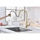 Смеситель для кухни Paulmark Universal Un213880-SBG с подключением к фильтру, выдвижным изливом, светлое золото матовый