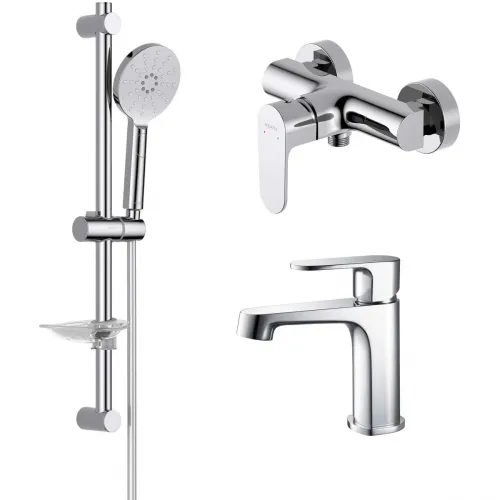 Комплект смесителей Aquatek Оберон AQ1231CR с душевым гарнитуром, хром