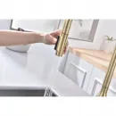 Смеситель для кухни Paulmark Universal Un213880-SBG с подключением к фильтру, выдвижным изливом, светлое золото матовый