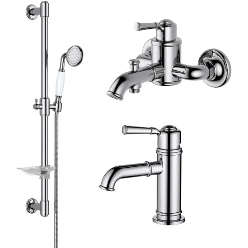 Комплект смесителей Aquatek Классик AQ1530CR с душевым гарнитуром, хром