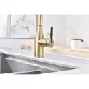 Смеситель для кухни Paulmark Universal Un213880-SBG с подключением к фильтру, выдвижным изливом, светлое золото матовый