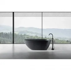 Ванна из литьевого мрамора Abber Dortmund AM9911B 170x75 см, отдельностоящая, черный матовый