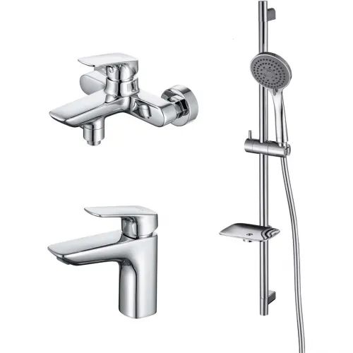 Комплект смесителей Aquatek Вега AQ1030CR с душевым гарнитуром, хром