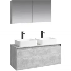 Комплект мебели бетон светлый 120 см Aqwella 5 Stars Mobi MOB0112BS + MOB0712BS + 4640021064269 + 4640021064269 + MOB0412 + MOB0717BS