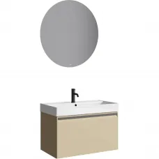 Комплект мебели Aqwella 5 Stars Pure PUR0108KS + 4610119205126 + MOON0208 81 см, подвесной, капучино светлый матовый