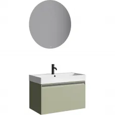 Комплект мебели Aqwella 5 Stars Pure PUR0108SH + 4610119205126 + MOON0208 81 см, подвесной, шалфей зеленый матовый