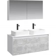 Комплект мебели белый глянец/бетон светлый 120 см Aqwella 5 Stars Mobi MOB0112W + MOB0712BS + 4640021064269 + 4640021064269 + MOB0412 + MOB0717W