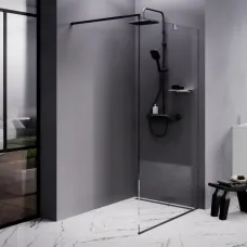 Душевая перегородка Am.Pm Func W84WI-110-F1-BTE 110,1 см, профиль черный матовый, стекло прозрачное
