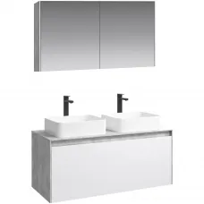 Комплект мебели бетон светлый/белый глянец 120 см Aqwella 5 Stars Mobi MOB0112BS + MOB0712W + 4640021064269 + 4640021064269 + MOB0412 + MOB0717BS