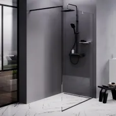 Душевая перегородка Am.Pm Func W84WI-120-F1-BTE 120,1 см, профиль черный матовый, стекло прозрачное