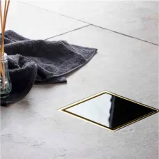 Душевой трап 144x144/50 мм золотой/черный глянец Pestan Confluo Standard Black Glass Gold 2 13000153