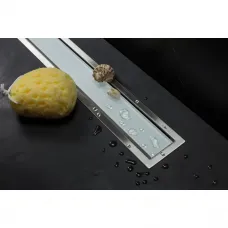 Душевой трап (лоток) Pestan Confluo Confluo Premium White Glass Line 13000352 95 см, с решеткой, щелевой, матовый хром/белый глянец